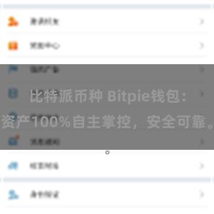 比特派币种 Bitpie钱包：资产100%自主掌控，安全可靠。